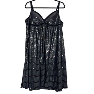 Lia Lee Black Sequin Dress Plus 2X Sleeveless Cocktail Party